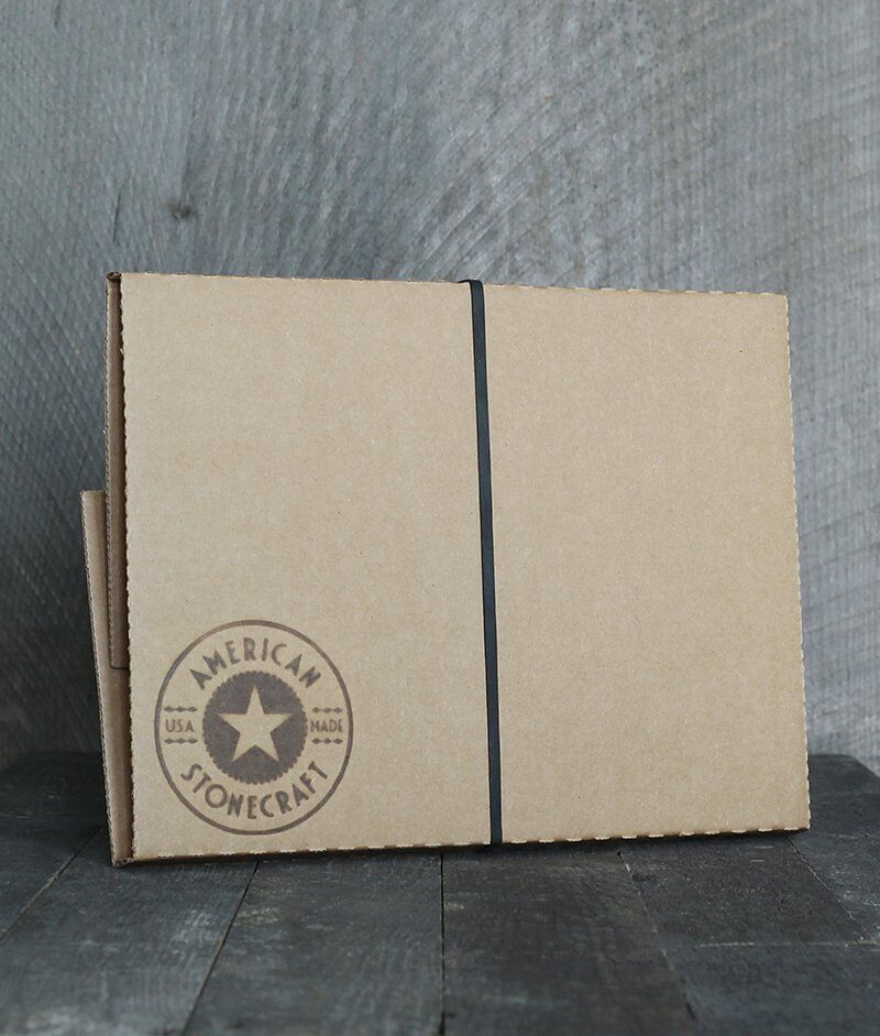American Stonecraft packaging branded box for handmade fieldstone food slab small