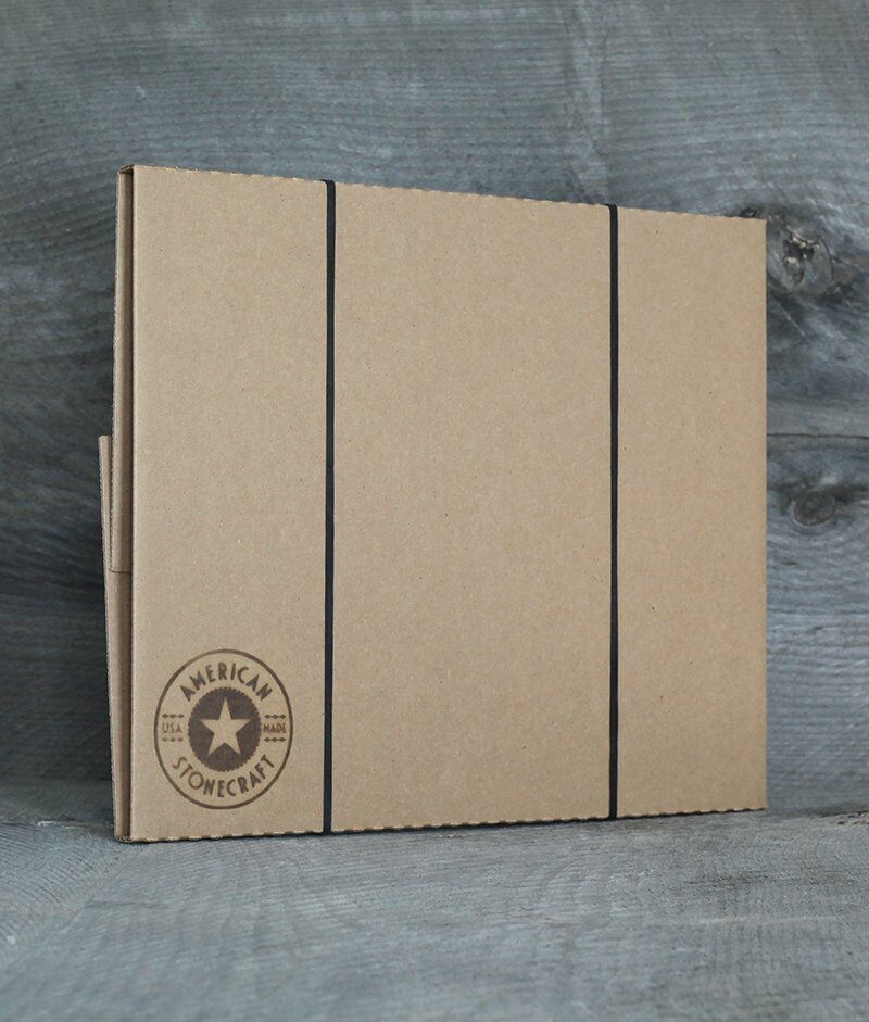 American Stonecraft packaging branded box for handmade fieldstone food slab large