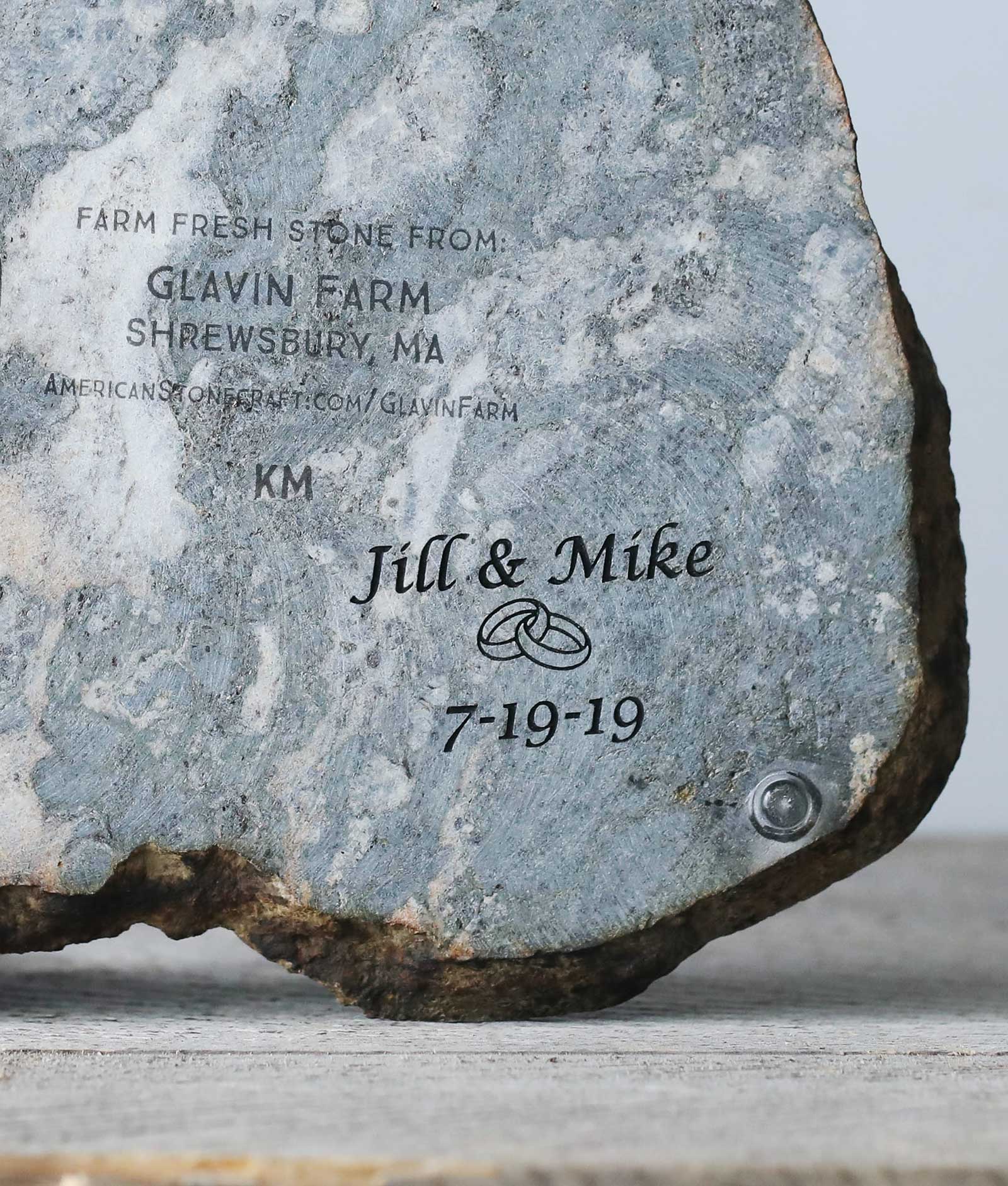 Custom Rock Cutting customized stone american stonecraft artisanal fieldstone new england massachusetts handmade custom wedding gift stone engraving